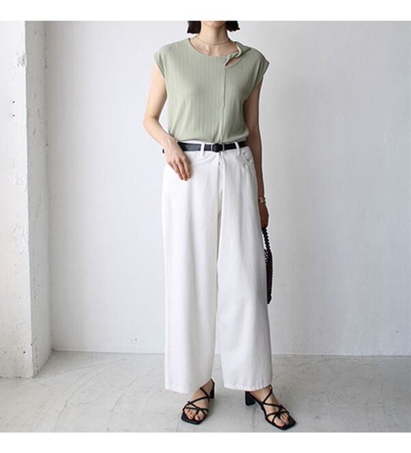 GeeRA（ジーラ）の「ツイストカットワークランダムテレコトップス（カットソー）」｜詳細画像