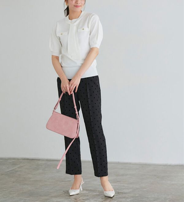 Pierrot（ピエロ）の「リネンタッチボウタイポケットニット（ニット・セーター）」｜詳細画像