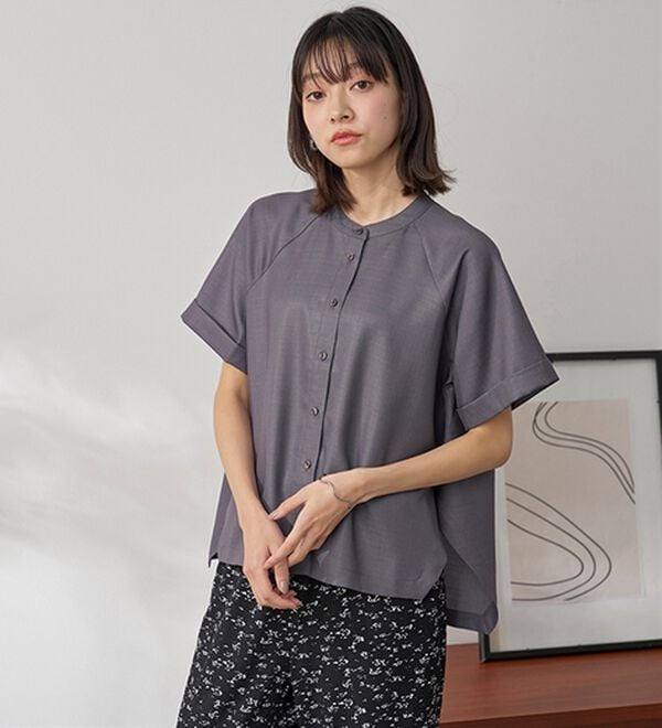 BELLUNA（ベルーナ）の「華奢見せ！麻調素材ラグラン切替ブラウス（ブラウス）」｜詳細画像