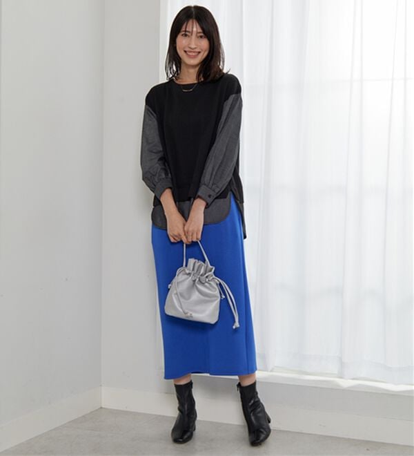 BELLUNA（ベルーナ）の「ケーブル&times;デニム切替チュニック（チュニック）」｜詳細画像