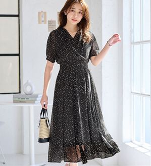 alotta（アロッタ）の「【接触冷感】インナー付カシュクールワンピース（その他ワンピース）」｜ドット柄