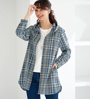 BELLUNA（ベルーナ）の「ビンテージ調チェックフードブルゾン（ブルゾン）」｜詳細画像