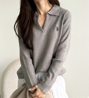 GeeRA（ジーラ）の「【U.S. POLO ASSN.】ポロ衿リブニット（ニット・セーター）」｜グレー