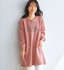 BELLUNA（ベルーナ）の「【快適Ｌａｂ．】裏起毛ジャカード素材ロゴワンピース（カットソーワンピース）」