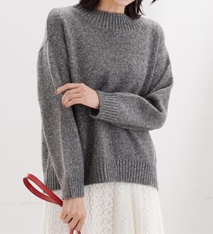 BELLUNA（ベルーナ）の「ミックス調ニットプルオーバー（ニット・セーター）」｜杢グレー