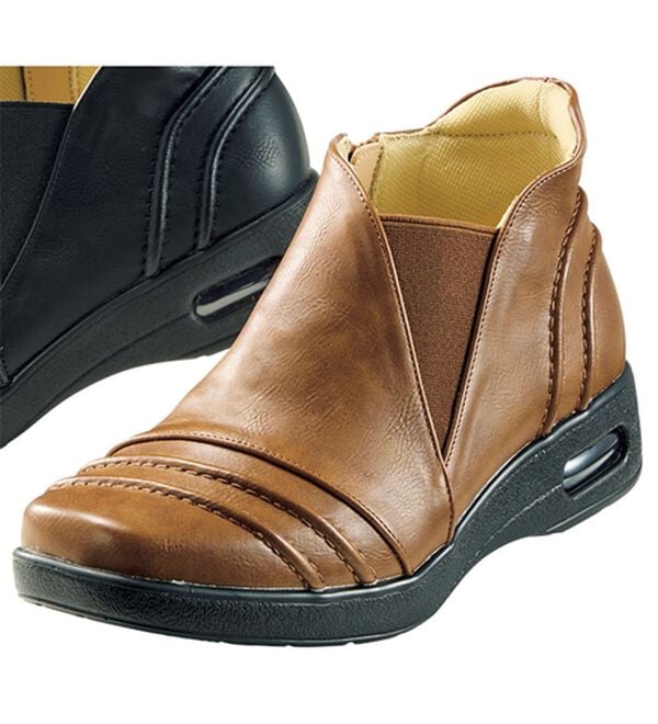 BELLUNA（ベルーナ）の「５Ｅステッチデザインショートブーツ（ブーツ）」｜ライトブラウン