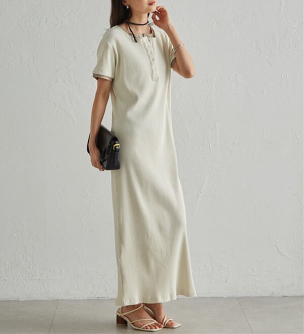 RANAN（ラナン）の「レイヤードヘンリーネックリブワンピース（カットソーワンピース）」｜詳細画像