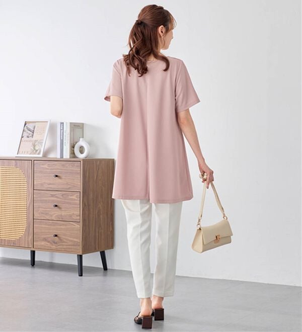 alotta（アロッタ）の「【接触冷感】さらっと快適！高見えフレアーロングチュニックＴシャツ（チュニック）」｜詳細画像