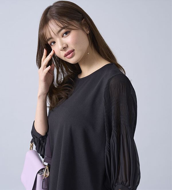 BELLUNA（ベルーナ）の「ヒンヤリ！プリーツ使いデザインプルオーバー（カットソー）」｜詳細画像