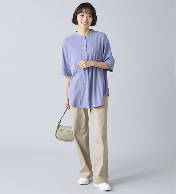 BELLUNA（ベルーナ）の「綿１００％ワッシャー素材ゆったりドルマンブラウス（ブラウス）」｜詳細画像