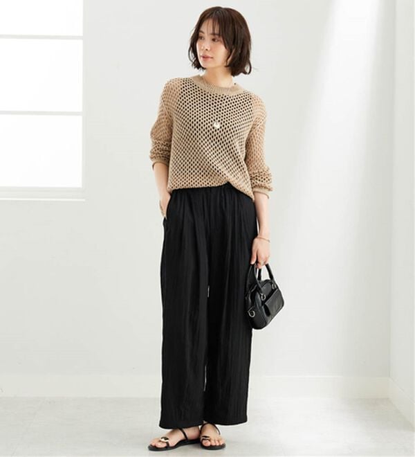 BELLUNA（ベルーナ）の「ビンテージ調タックワイドパンツ（ワイドパンツ・ガウチョ）」｜詳細画像