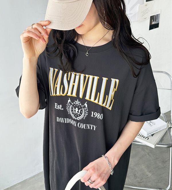 GeeRA（ジーラ）の「アソートロゴプリントＴシャツワンピース（その他ワンピース）」｜詳細画像