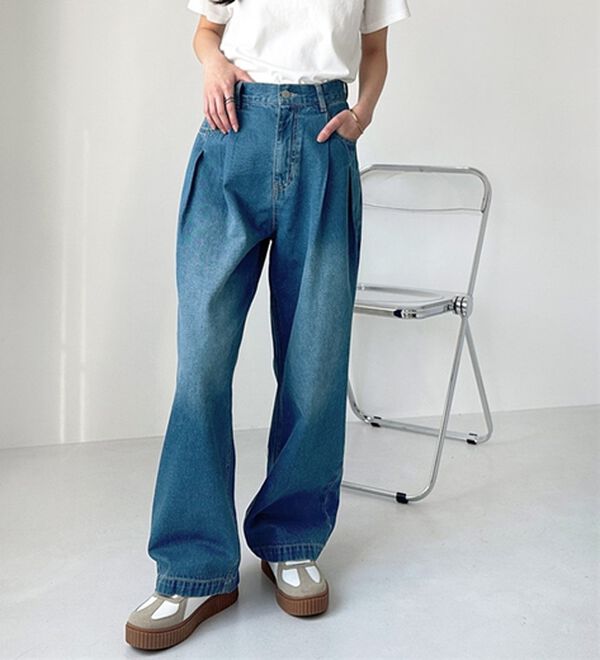 GeeRA（ジーラ）の「２タックワイドデニムパンツ（フルレングスパンツ）」｜詳細画像