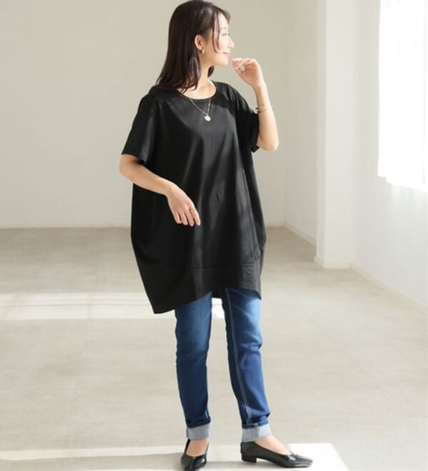 A HAPPY MARILYN（アハッピーマリリン）の「【Ｍ～８Ｌ】選べる袖！コク－ンシルエットチュニック（チュニック）」｜詳細画像