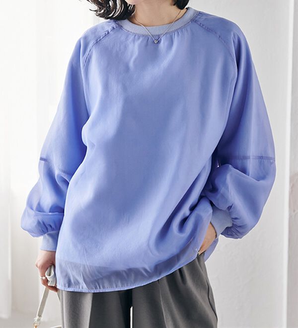 RANAN（ラナン）の「裏起毛シアー素材レイヤードスウェット（カットソー）」｜詳細画像