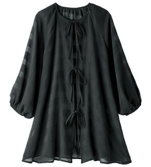 ルフラン（ルフラン）の「ゆるぽわ＊綿１００％リボンブラウス（ブラウス）」｜黒