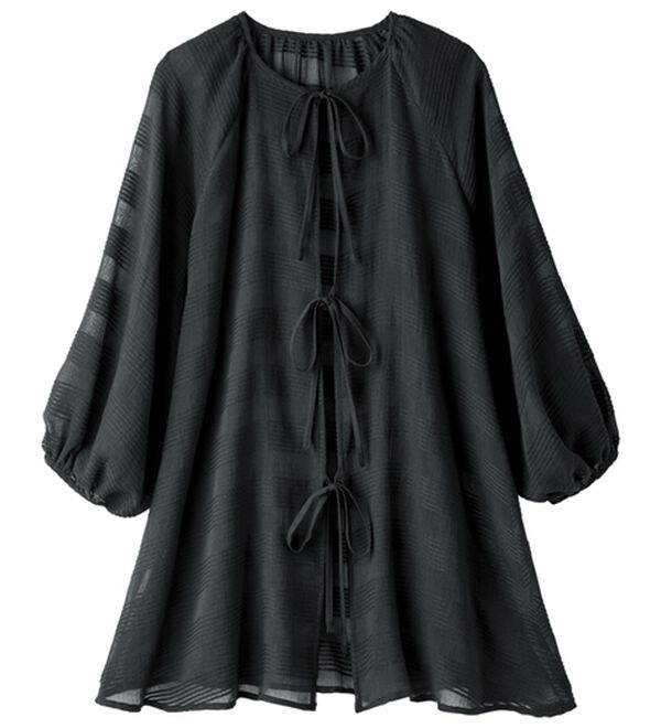 ルフラン（ルフラン）の「ゆるぽわ＊綿１００％リボンブラウス（ブラウス）」｜黒