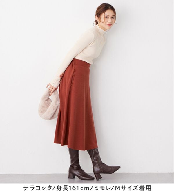 Viola e Viola（ヴィオラ エ ヴィオラ）の「【蓄熱保温】裏ファーフレアースカート（選べる！２丈）（ロングスカート）」｜詳細画像