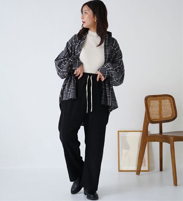 A HAPPY MARILYN（アハッピーマリリン）の「【選べる丈】裏フリースで家でも外でもあったか ふっくら コーデュロイ イージー ワイドパンツ（ワイドパンツ・ガウチョ）」｜詳細画像