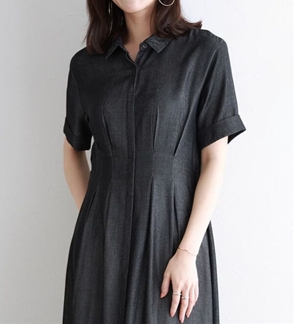 Pierrot（ピエロ）の「上品見えウエストタックシャツワンピース（カットソーワンピース）」｜詳細画像