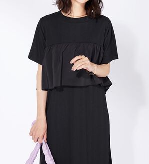 BELLUNA（ベルーナ）の「胸元フリルデザインワンピース（その他ワンピース）」｜黒