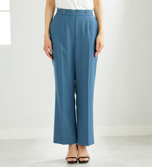 BELLUNA（ベルーナ）の「麻調ストレッチ素材美脚フレアーパンツ（フルレングスパンツ）」｜詳細画像