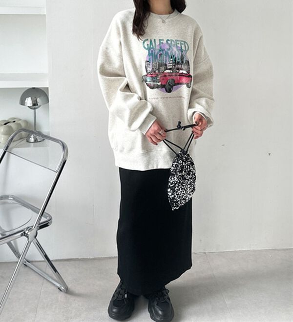 GeeRA（ジーラ）の「ラフィックヴィンテージ風裏起毛スウェット（カットソー）」｜詳細画像