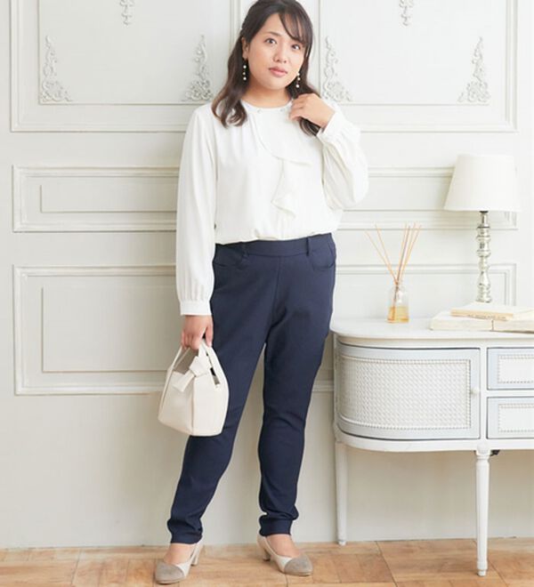 A HAPPY MARILYN（アハッピーマリリン）の「【Ｌ～８Ｌ／選べるデザイン】ストレッチ裏起毛美脚パンツ（テーパードパンツ）」｜詳細画像