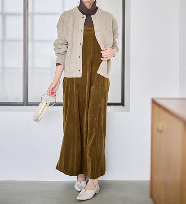 RANAN（ラナン）の「畦ニットカーデ&times;ベロアキャミワンピ（ロングワンピース）」｜詳細画像