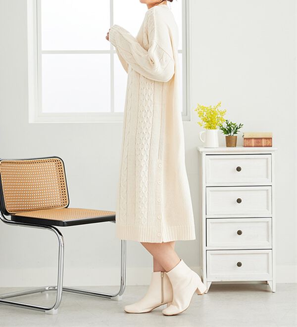 BELLUNA（ベルーナ）の「ケーブル柄ロング丈ニットワンピース（ニットワンピース）」｜詳細画像