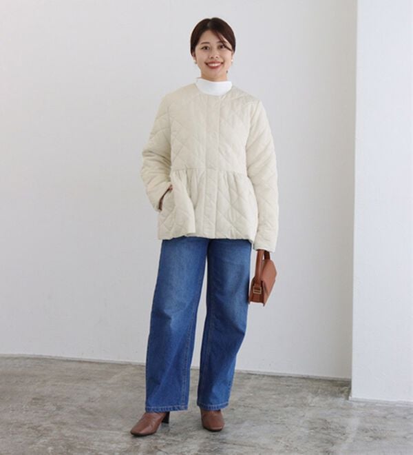 Pierrot（ピエロ）の「ノーカラーフレアキルティングブルゾン（ブルゾン）」｜詳細画像