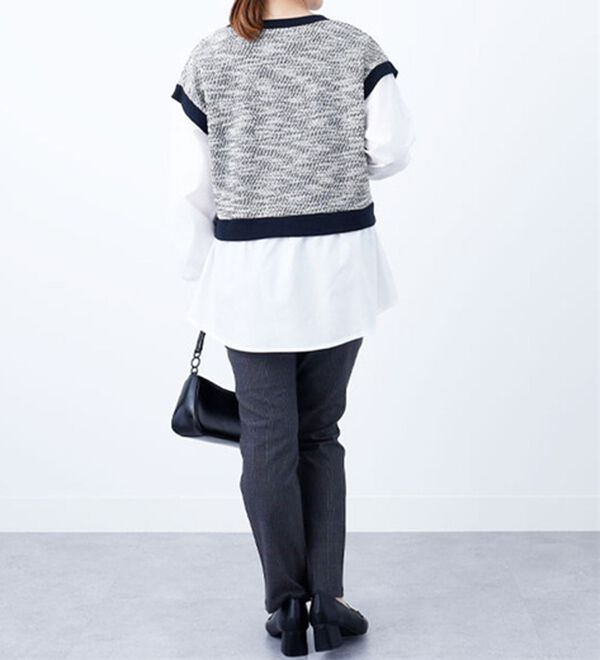 BELLUNA（ベルーナ）の「ツイード調シャツフェイクチュニック（チュニック）」｜詳細画像