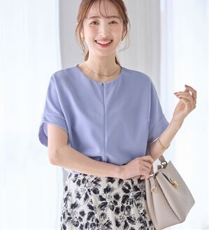 alotta（アロッタ）の「【接触冷感】ジップ使いドルマンブラウス（ブラウス）」｜ライトブルー