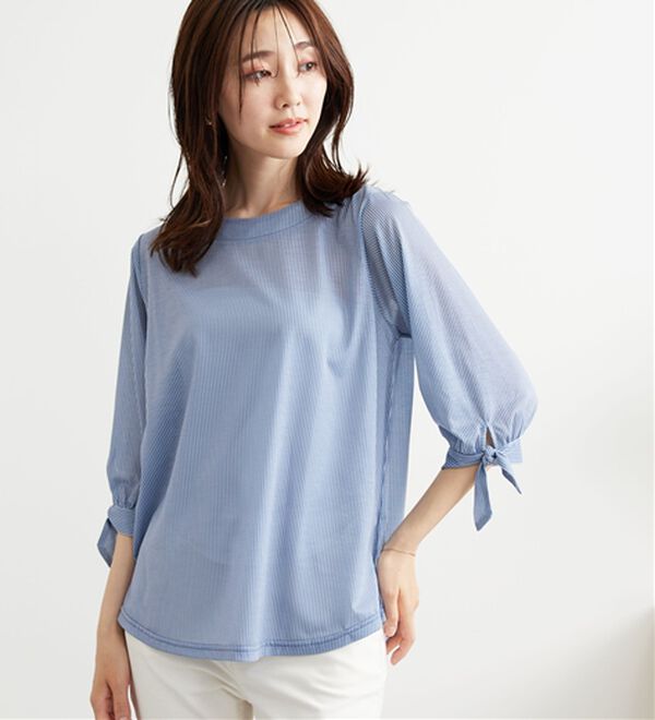 BELLUNA（ベルーナ）の「【2点セット】ストライプシャツ×ベストアンサンブル（アンサンブル）」｜詳細画像