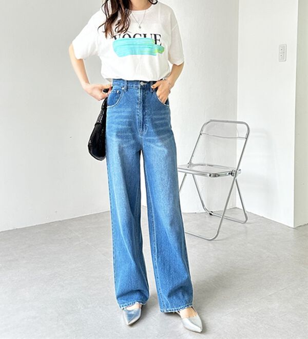 GeeRA（ジーラ）の「ハイウエストストレートデニム（ワイドパンツ・ガウチョ）」｜詳細画像