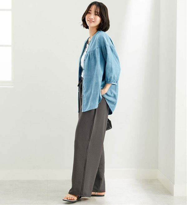 BELLUNA（ベルーナ）の「ダブルガーゼ素材切替デザインブラウス（ブラウス）」｜詳細画像