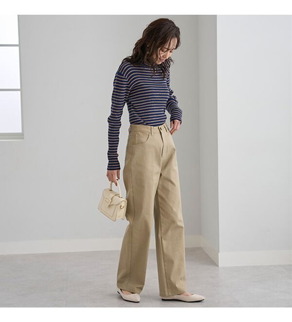 BELLUNA（ベルーナ）の「ぐんぐん伸びるカラーワイドデニム（ワイドパンツ・ガウチョ）」｜詳細画像