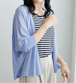 BELLUNA（ベルーナ）の「ラメ調ドルマンシアーカーディガン（ニットカーディガン）」｜ライラック