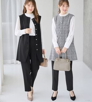 alotta（アロッタ）の「【ブラウス付き３点セット】洗える！美ラインジレセットスーツ（パンツスーツ）」｜詳細画像