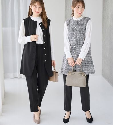 alotta（アロッタ）の「【ブラウス付き３点セット】洗える！美ラインジレセットスーツ（パンツスーツ）」