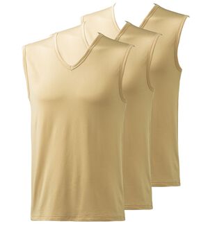 「【３枚組】＜ヘッド＞シルキーエアースマート冷感インナー（メンズ肌着・インナーウェア）」｜ベージュ3枚組 スリーブレスV首