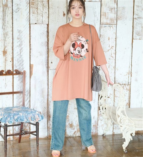 BELLUNA（ベルーナ）の「＜Ｄｉｓｎｅｙ＞【ミニー】ビッグ7分袖プリントTシャツ（Tシャツ）」｜詳細画像