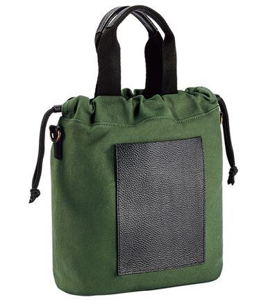 「＜富士金梅＞帆布&times;スコッチガードレザー巾着（メンズトートバッグ）」