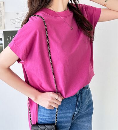 GeeRA（ジーラ）の「綿１００％フレンチスリーブチュニックＴシャツ（カットソー）」