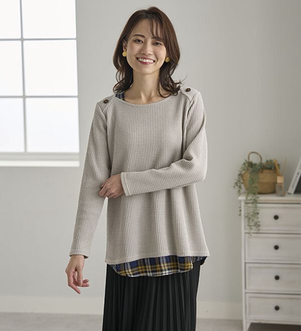 BELLUNA（ベルーナ）の「異素材重ね着風チュニック（チュニック）」｜詳細画像