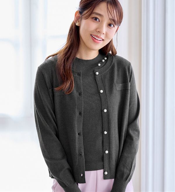 ノースリーとロングギャザースカートTシャツカーディの4点セット