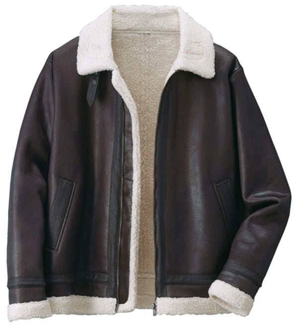 「裏ボアレザー調ジャケット（メンズジャケット）」｜ブラウン