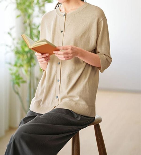 BELLUNA（ベルーナ）の「ヒンヤリ冷感！洗える５分袖カーディガン（ニットカーディガン）」｜詳細画像