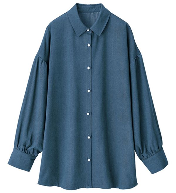 RANAN（ラナン）の「パール調ボタン使いデニム調シャツ（ブラウス）」｜詳細画像