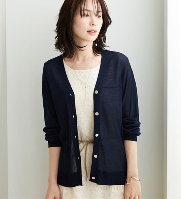 BELLUNA（ベルーナ）の「【快適Ｌａｂ．】シャリ冷！洗える多機能ニットカーディガン（ニットカーディガン）」｜詳細画像